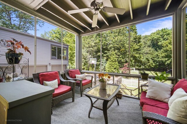 832 Ironwood Dr, Frankfort, IL 60423 - sunroom / solarium featuring ceiling fan and outdoor lounge area