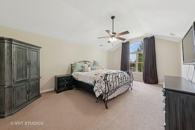 24515 Echo Ln, Manhattan, IL 60442 - bedroom with vaulted ceiling, light colored carpet, baseboards, and ceiling fan