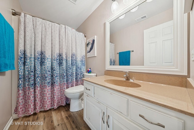 24515 Echo Ln, Manhattan, IL 60442 - bathroom featuring vanity, toilet, wood finished floors, and curtained shower