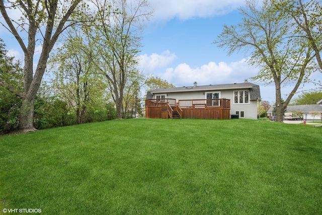 965 Sycamore Ct, Hoffman Estates, IL 60192 - view of green lawn featuring a wooden deck