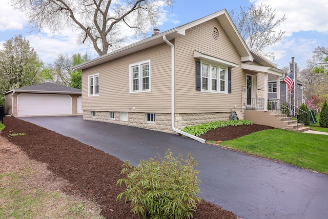 845 Smith St, Glen Ellyn, IL 60137 - view of front of home featuring an outbuilding, a garage, and a chimney
