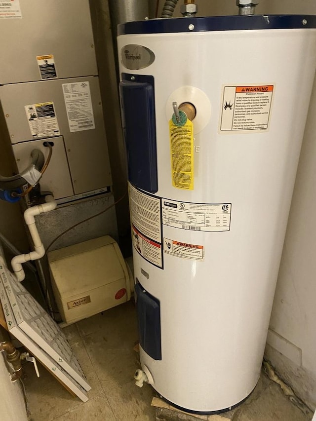 utility room with electric water heater