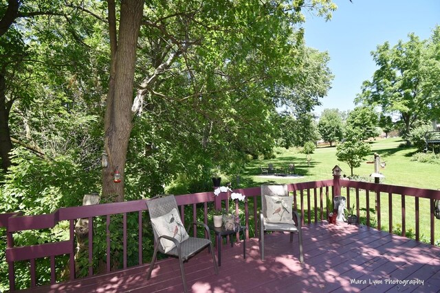 5N850 Ravine Dr, Saint Charles, IL 60175 - wooden terrace featuring a yard