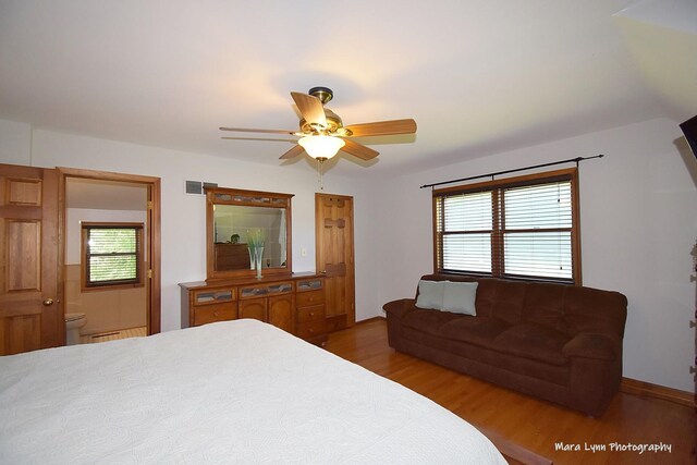 5N850 Ravine Dr, Saint Charles, IL 60175 - bedroom featuring wood finished floors, ensuite bath, and a ceiling fan