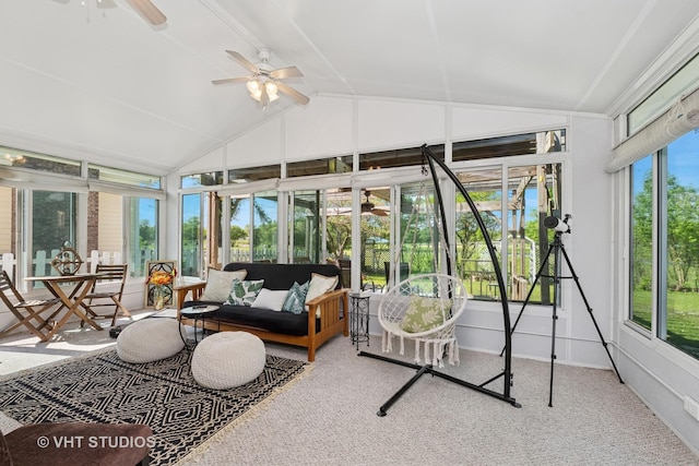 1008 W Weathersfield Way, Schaumburg, IL 60193 - sunroom with ceiling fan, vaulted ceiling, healthy amount of natural light, and outdoor lounge area