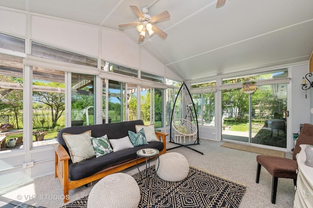 1008 W Weathersfield Way, Schaumburg, IL 60193 - sunroom / solarium with a ceiling fan, vaulted ceiling, and an outdoor hangout area
