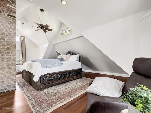 213 S Ashland Ave, La Grange, IL 60525 - bedroom featuring wood finished floors, lofted ceiling, and baseboards