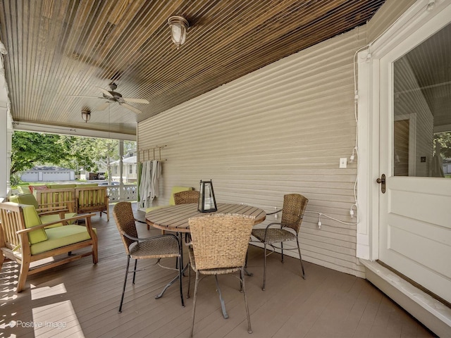 213 S Ashland Ave, La Grange, IL 60525 - wooden deck featuring ceiling fan and outdoor dining space