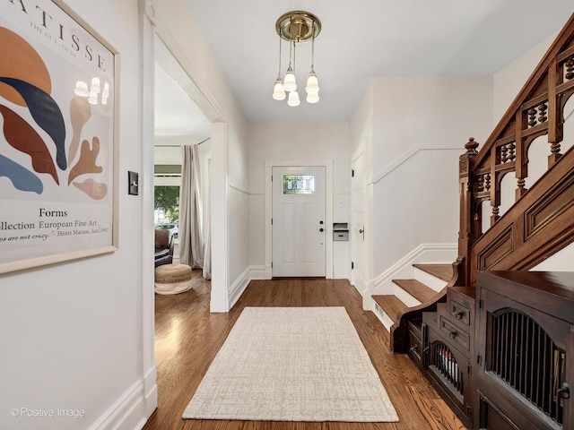 213 S Ashland Ave, La Grange, IL 60525 - entryway with stairs, plenty of natural light, and dark wood-type flooring