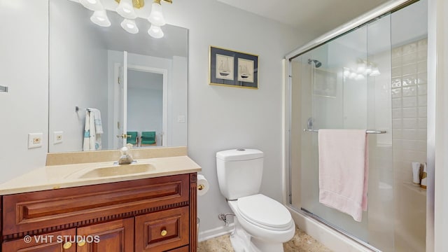 23118 Lacroix Ln, Plainfield, IL 60544 - full bath featuring a shower stall, vanity, and a chandelier