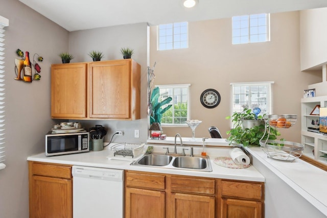 143 Foxglove Unit 143, Romeoville, IL 60446 - kitchen featuring dishwasher, stainless steel microwave, a sink, light countertops, and plenty of natural light