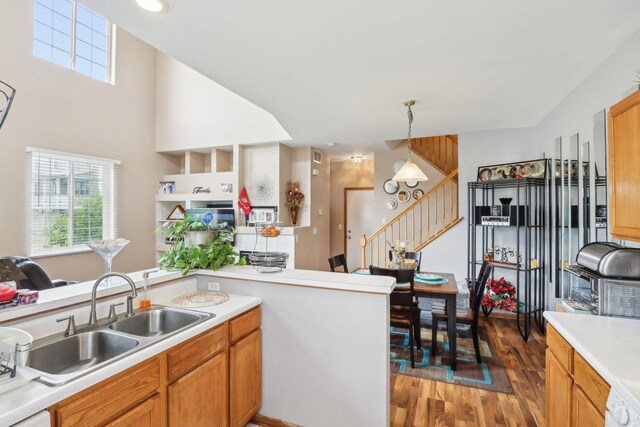 143 Foxglove Unit 143, Romeoville, IL 60446 - kitchen with a sink, plenty of natural light, wood finished floors, and light countertops