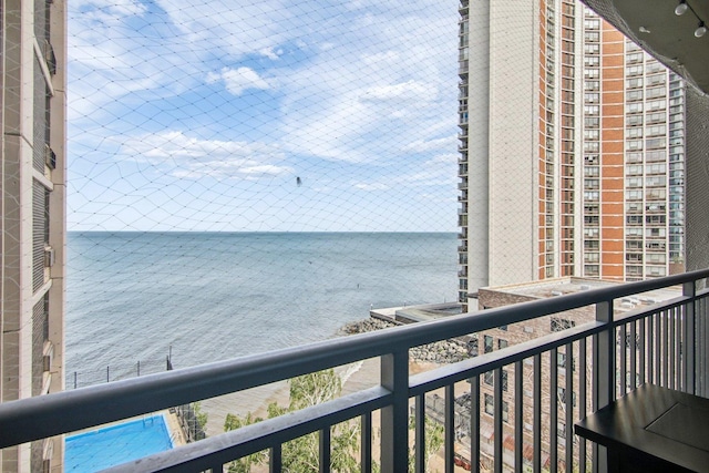 balcony with a water view