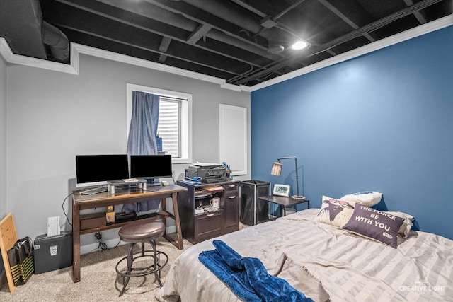 410 Blue Ridge Dr, Oswego, IL 60543 - bedroom featuring carpet, a desk, and ornamental molding
