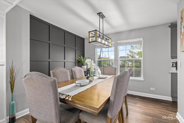 410 Blue Ridge Dr, Oswego, IL 60543 - dining space featuring baseboards and dark wood-style floors