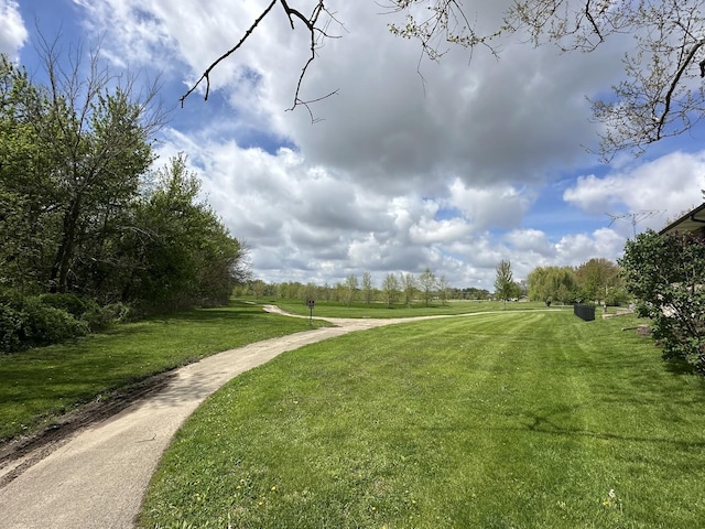 view of home's community with a yard