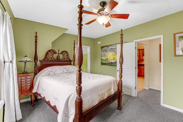 1208 Main St, Crete, IL 60417 - carpeted bedroom with baseboards and ceiling fan