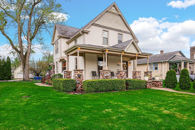 1208 Main St, Crete, IL 60417 - victorian-style house with a porch, roof with shingles, and a front yard
