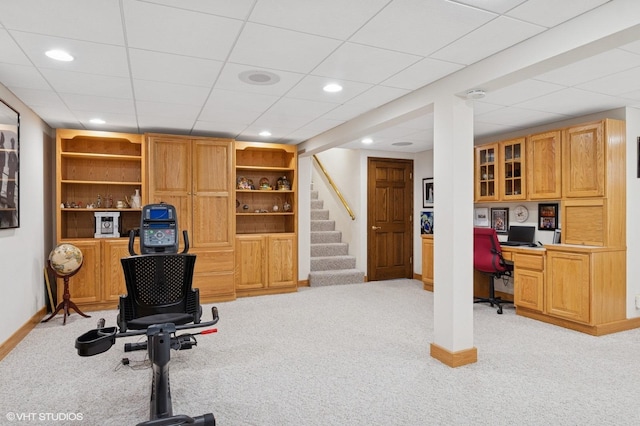 948 Weatherbee Pl, Downers Grove, IL 60516 - exercise area featuring light carpet, baseboards, and recessed lighting