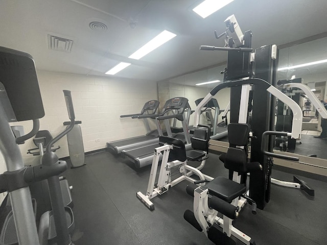 workout area with visible vents