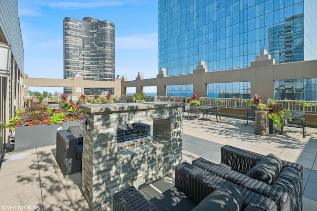 view of patio with a view of city