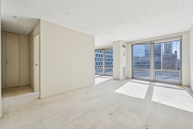 carpeted spare room featuring a textured ceiling