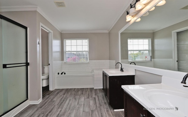 13464 W Hidden Springs Trl, Wadsworth, IL 60083 - full bathroom featuring visible vents, wood finished floors, two vanities, and a sink