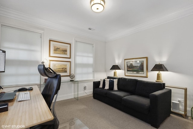 847 N Mckinley Rd, Lake Forest, IL 60045 - office area with carpet, crown molding, and baseboards