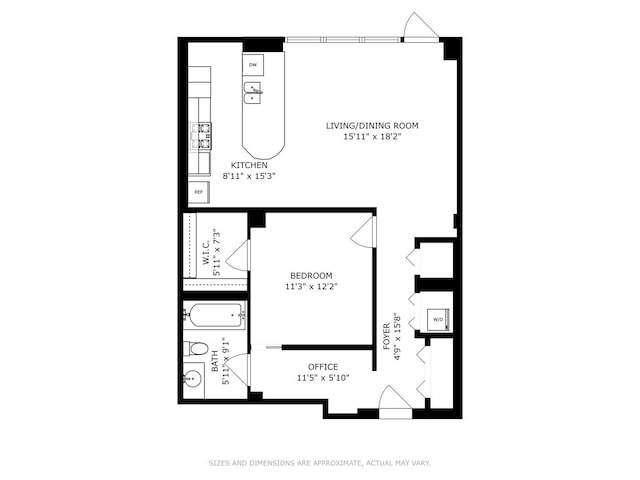 1040 W Adams St Unit 203, Chicago, IL 60607 - floor plan / room layout