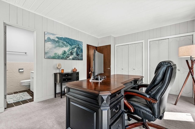 221 Parkview Dr, Bloomington, IL 61701 - office area with light colored carpet and wooden walls