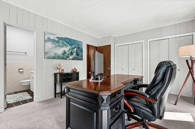 221 Parkview Dr, Bloomington, IL 61701 - office area with light colored carpet and wooden walls