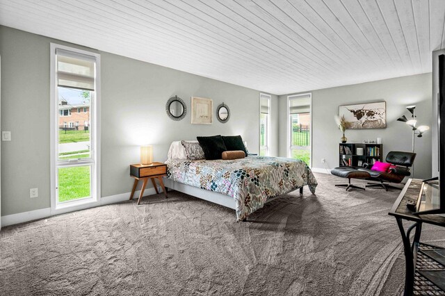 221 Parkview Dr, Bloomington, IL 61701 - carpeted bedroom featuring multiple windows, wood ceiling, and baseboards