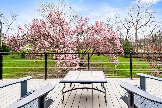 221 Parkview Dr, Bloomington, IL 61701 - wooden terrace featuring outdoor dining space