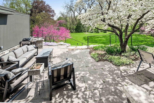 221 Parkview Dr, Bloomington, IL 61701 - view of patio with an outdoor living space and a grill