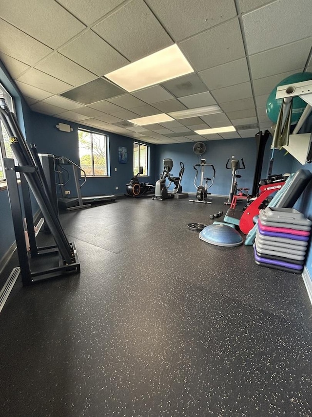1216 S New Wilke Rd Unit 106, Arlington Heights, IL 60005 - gym featuring baseboards and a drop ceiling