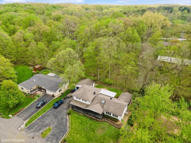 aerial view of a heavily wooded area
