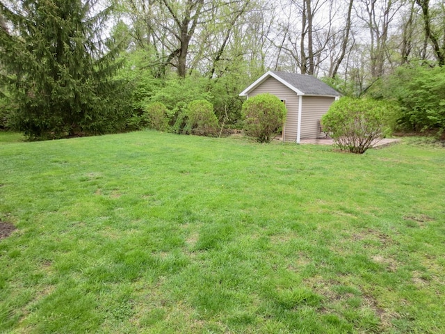 view of yard featuring an outdoor structure