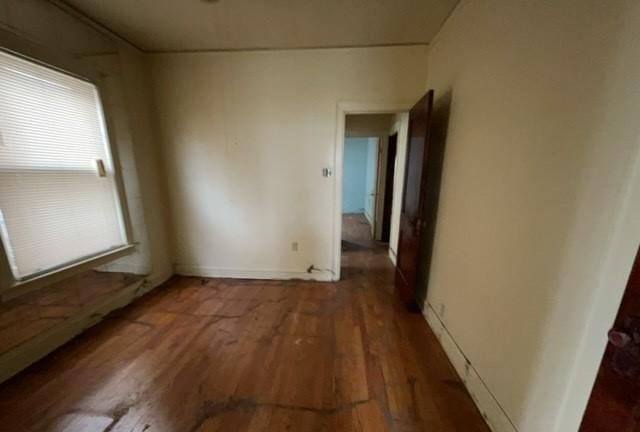 spare room with wood finished floors