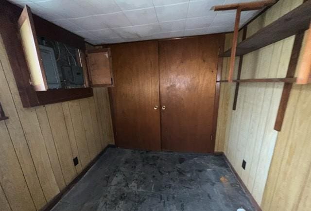 interior space with wooden walls