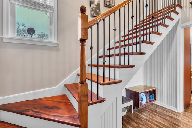 3010 Mary Ln, Mchenry, IL 60051 - stairs with baseboards and wood finished floors