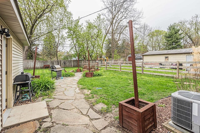 3010 Mary Ln, Mchenry, IL 60051 - view of yard with a patio, a fenced backyard, and cooling unit