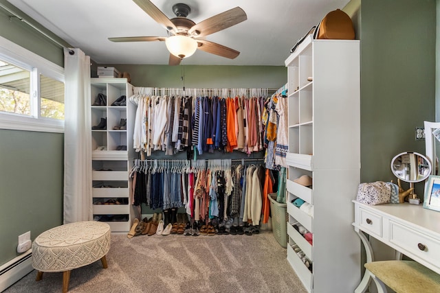 310 S Elm St, Saint Joseph, IL 61873 - spacious closet featuring carpet floors, ceiling fan, and a baseboard radiator