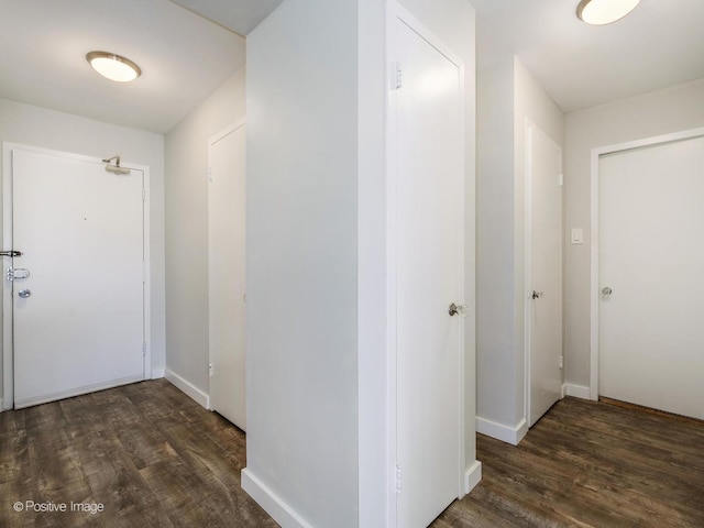 hall featuring baseboards and wood finished floors