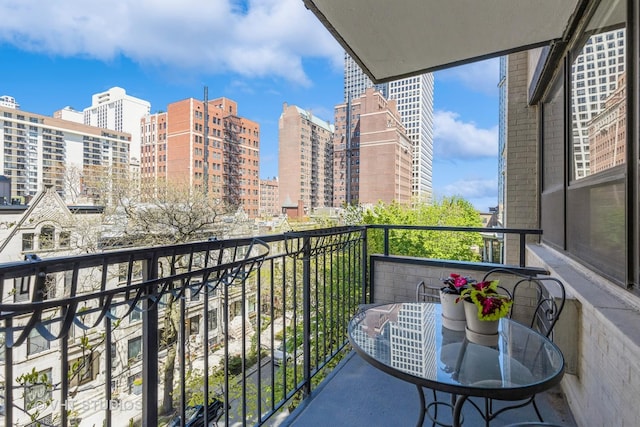 balcony with a view of city