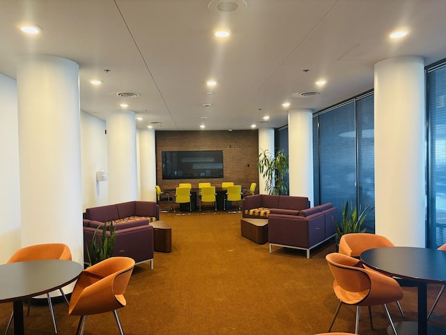 common area with recessed lighting