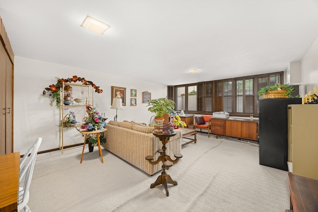 living room with light carpet