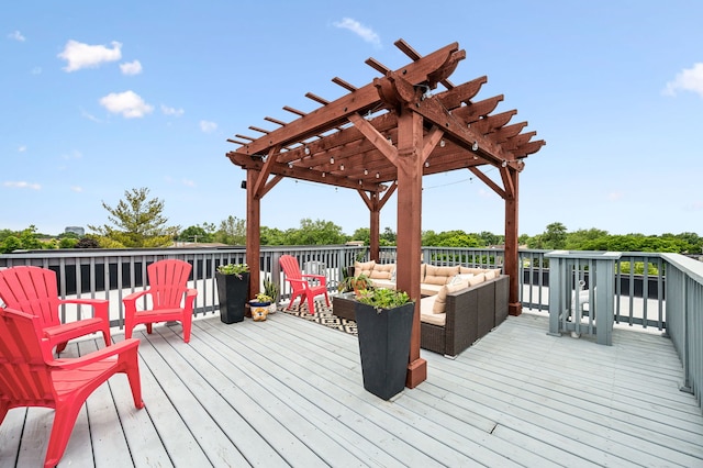 7230 W Belden Ave Unit 3, Elmwood Park, IL 60707 - wooden deck featuring an outdoor hangout area and a pergola
