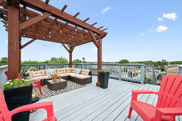 7230 W Belden Ave Unit 3, Elmwood Park, IL 60707 - wooden deck with outdoor lounge area and a pergola