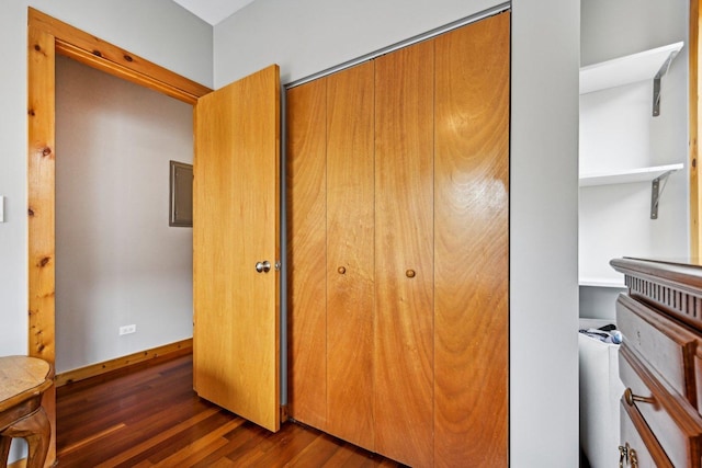 1247 W Roscoe St Unit 2, Chicago, IL 60657 - unfurnished bedroom featuring dark wood-style flooring, a closet, and baseboards