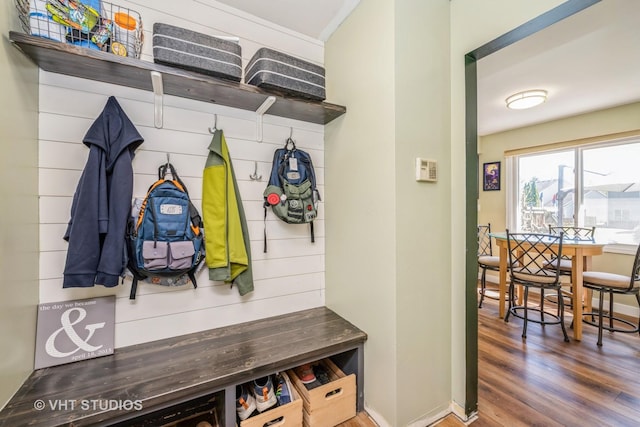 mudroom featuring wood finished floors
